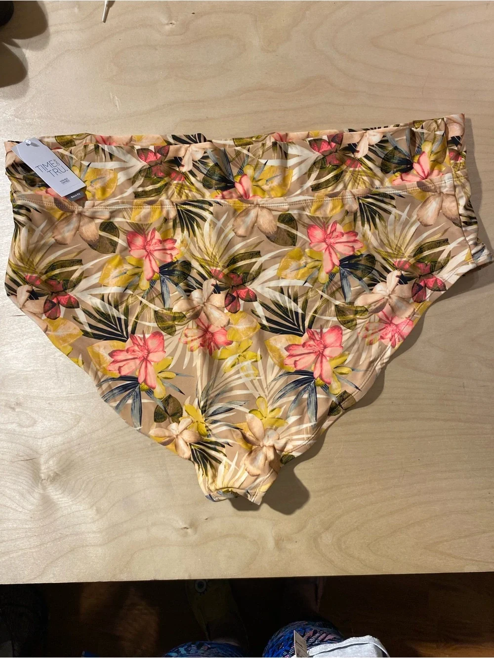 Time and Tru Floral High-Waist Bikini Bottoms 3X(24W-26W) (RG)